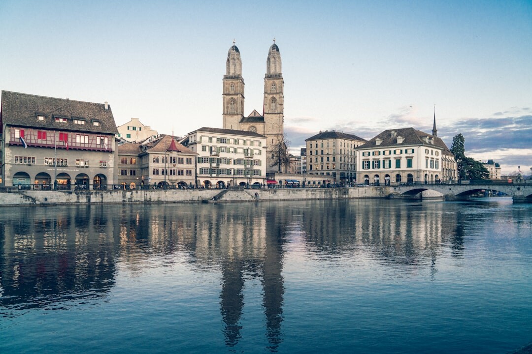 Zurich old town with colorful buildings along the river Limmat